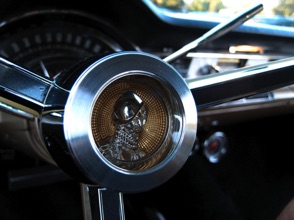 DeSoto head on steering wheel